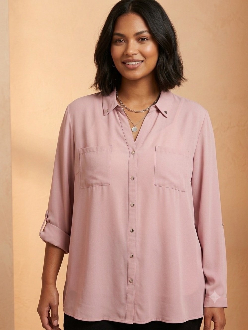 Reitmans semi-sheer Blush Pink Shirt Layering Blouse 14 Plus